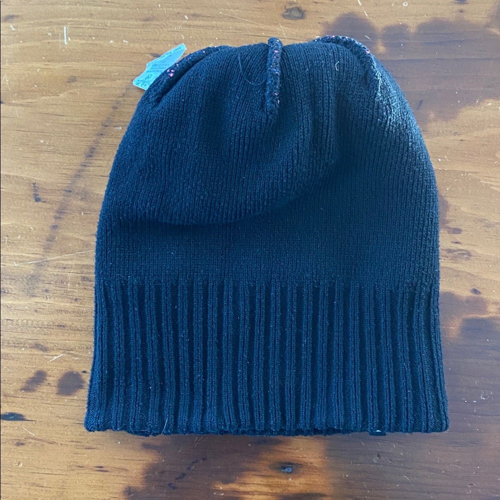 Kids Patagonia winter hat wool blend black patter ski winter outdoor granola - Picture 3 of 5